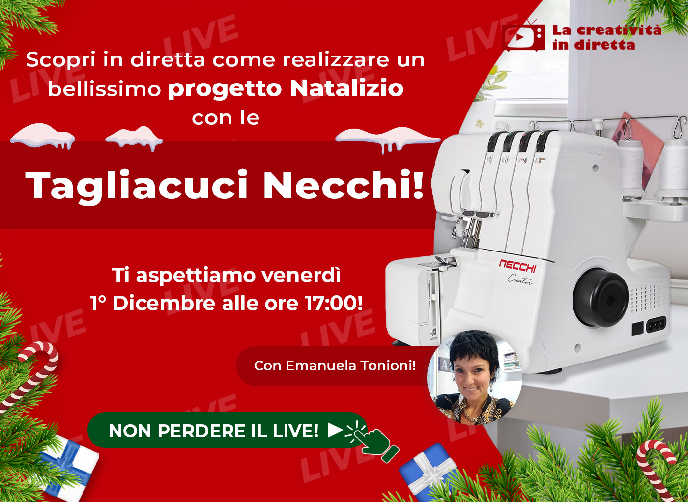 Live Shopping: realizziamo un progetto natalizio con le Tagliacuci Necchi!